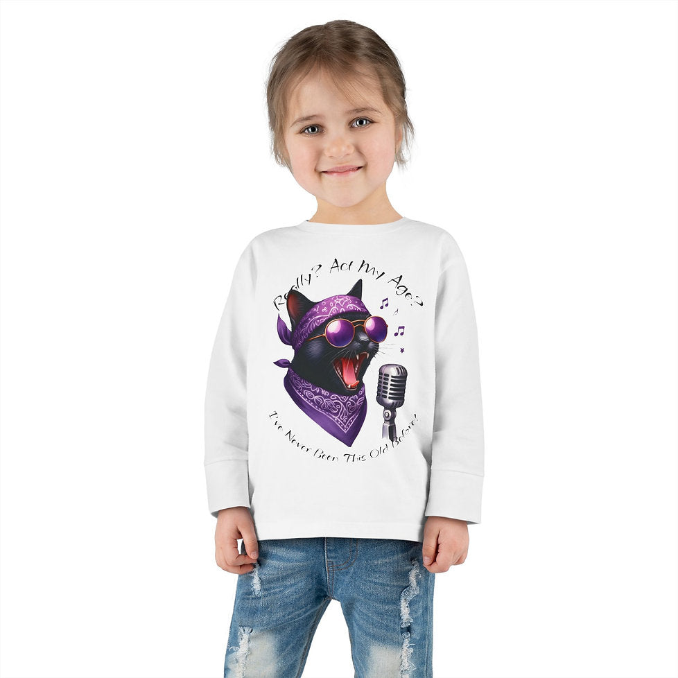 Rockin' Cattytude Toddler Long Sleeved Jersey Tee
