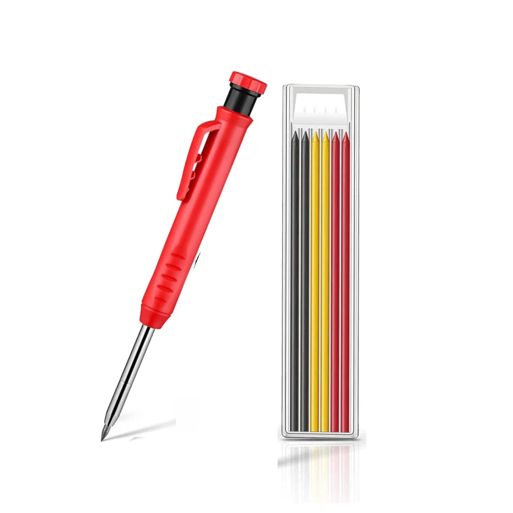 Solid Carpenter Pencil Set Hole Mechanical Pencil Refill Construction Marker Marking Tool for Carpenter Scriber Woodworking Arch