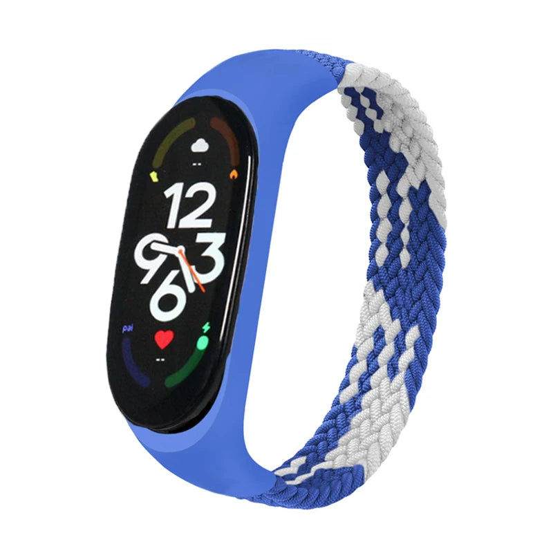 Correa trenzada para reloj xiaomi Mi band 7, correa elástica de nailon para pulsera inteligente Mi band 6, 7, 8, 6, 5, 4 y 3