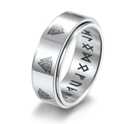 Anillo de Acero Inoxidable con Patrón de Triángulos Rotables