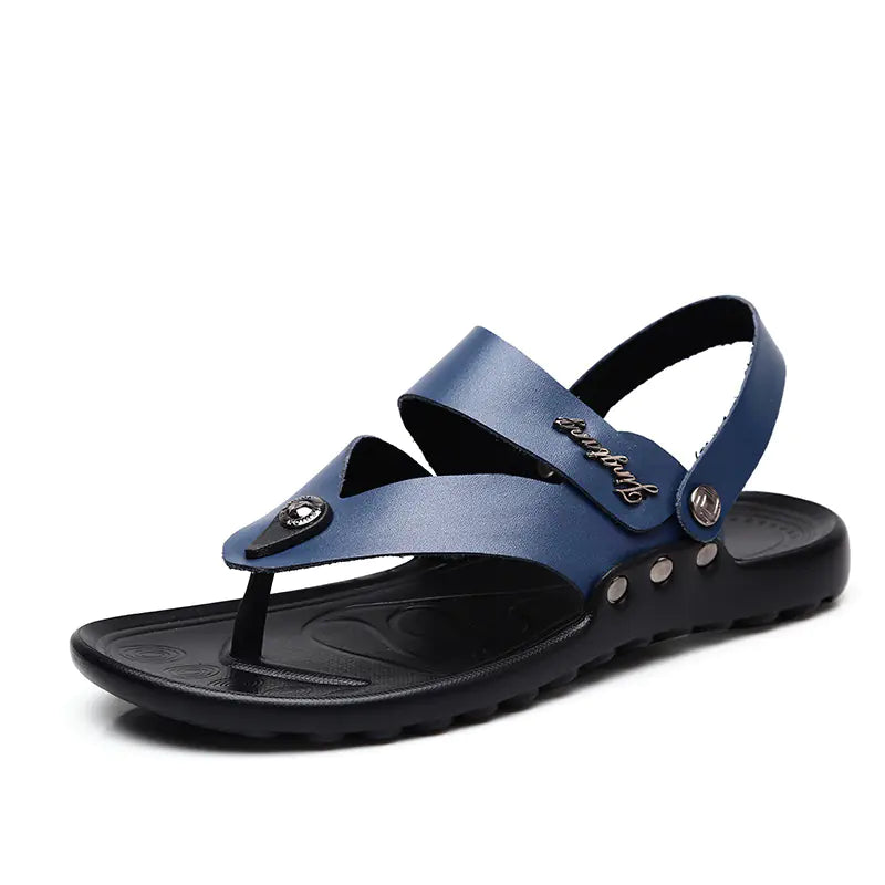 Sandalias de Moda de Cuero para Hombre y Zapatos de Playa Tipo Flip-Flop
