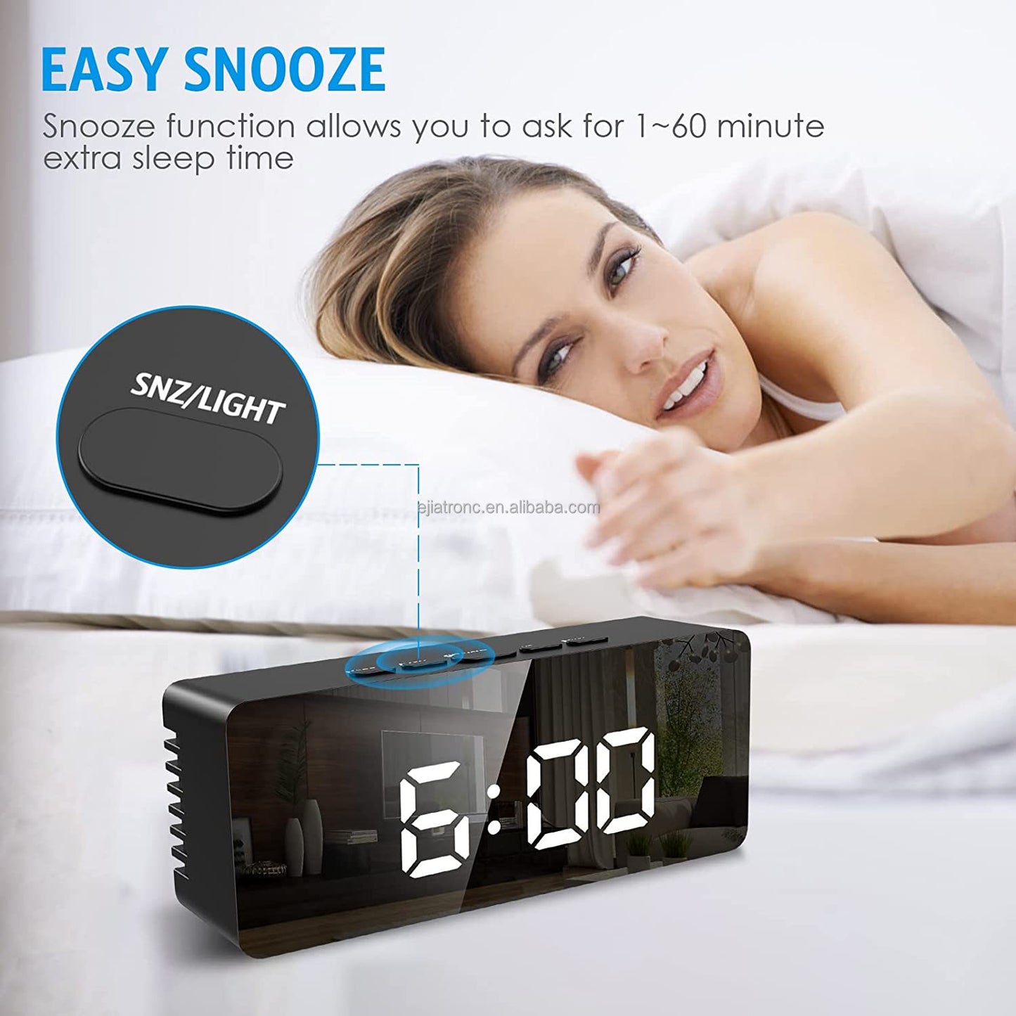 EspejoTime: Reloj Despertador LED Elegante