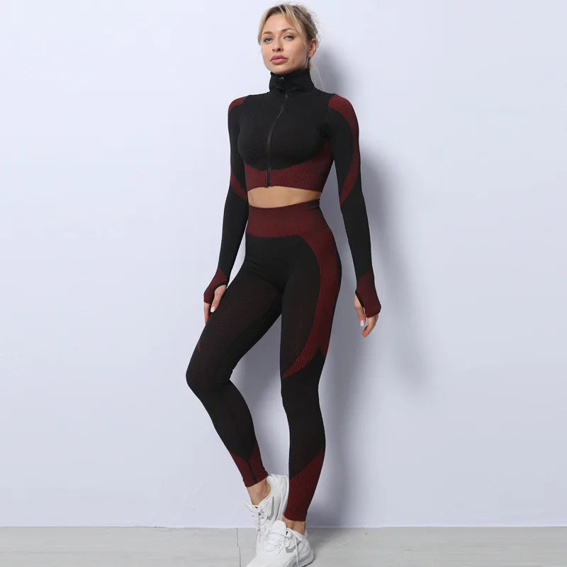 Conjunto deportivo de 3 piezas para mujer, leggings de cintura alta