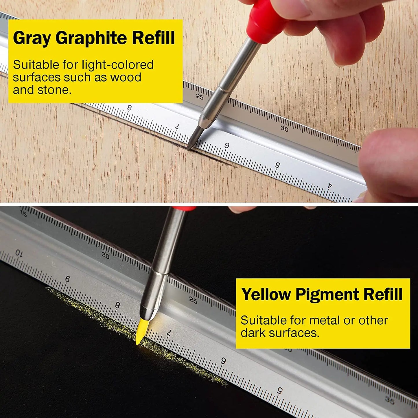 Solid Carpenter Pencil Set Hole Mechanical Pencil Refill Construction Marker Marking Tool for Carpenter Scriber Woodworking Arch