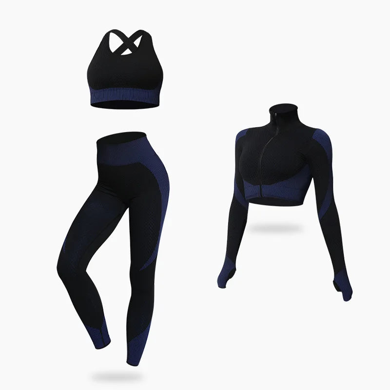 Conjunto deportivo de 3 piezas para mujer, leggings de cintura alta