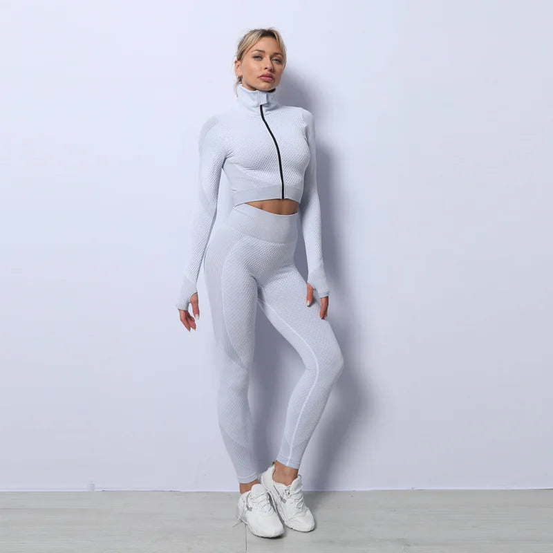 Conjunto deportivo de 3 piezas para mujer, leggings de cintura alta