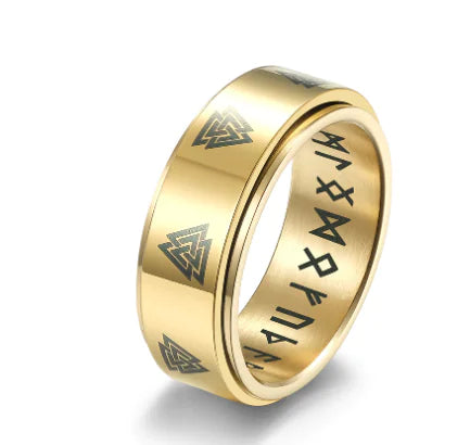 Anillo de Acero Inoxidable con Patrón de Triángulos Rotables