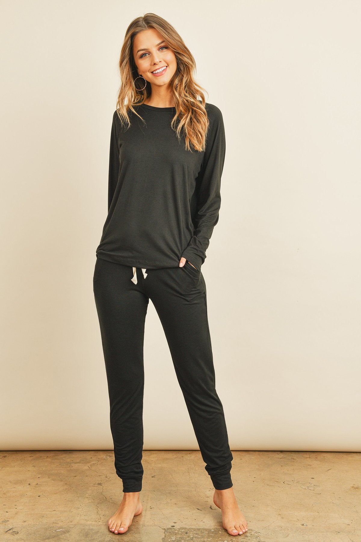 Conjunto Top y Jogger Sólido con Auto-Ajuste