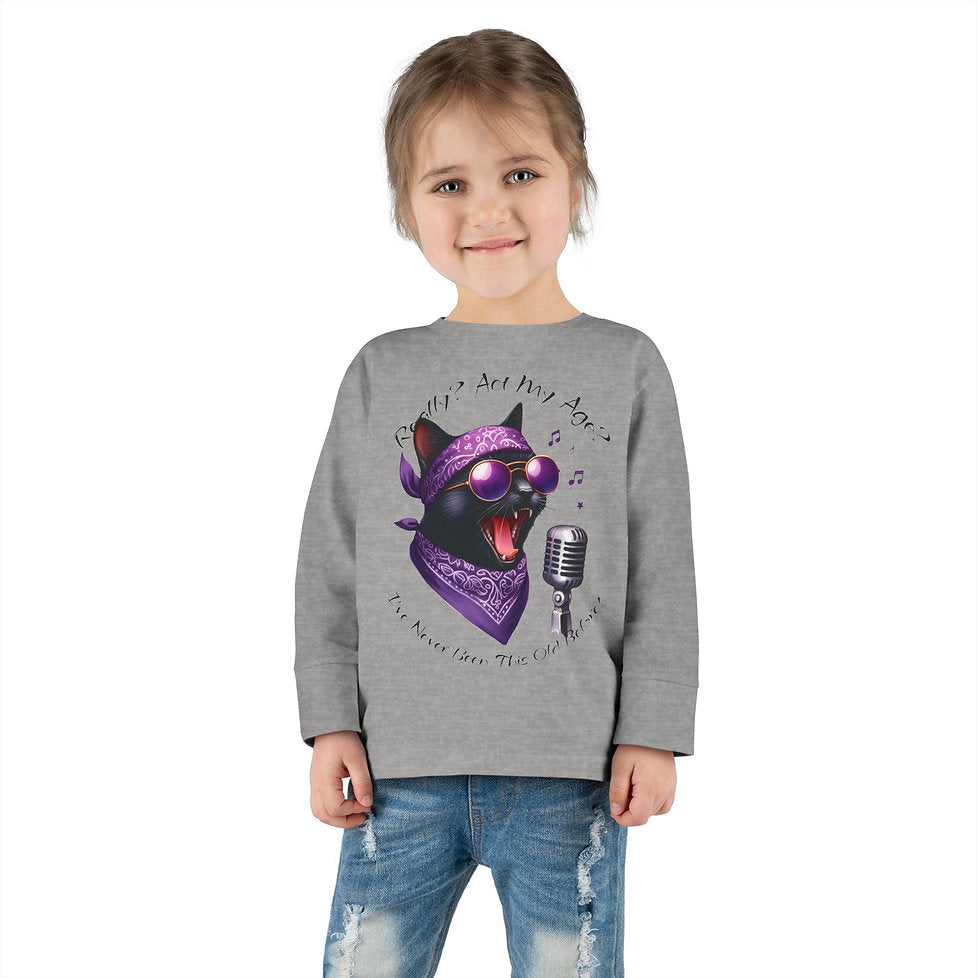 Rockin' Cattytude Toddler Long Sleeved Jersey Tee