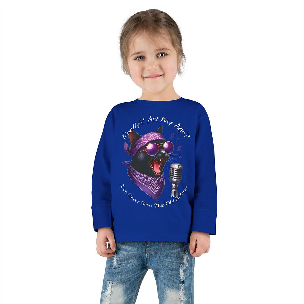 Rockin' Cattytude Toddler Long Sleeved Jersey Tee