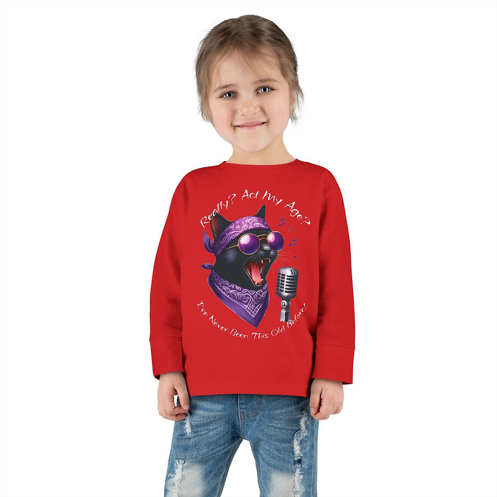 Rockin' Cattytude Toddler Long Sleeved Jersey Tee