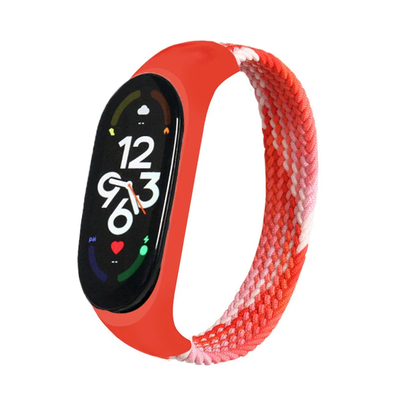 Correa trenzada para reloj xiaomi Mi band 7, correa elástica de nailon para pulsera inteligente Mi band 6, 7, 8, 6, 5, 4 y 3