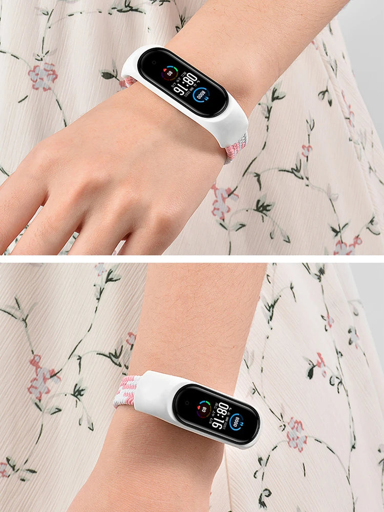 Correa trenzada para reloj xiaomi Mi band 7, correa elástica de nailon para pulsera inteligente Mi band 6, 7, 8, 6, 5, 4 y 3