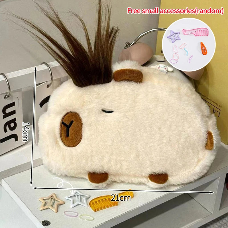 Caja de lápiz de nicho extraña Caja de lápiz de peluche lindo animal Capibala de cartón de rana estudiante Caja de lápiz de escritorio de escritorio de la casa de almacenamiento