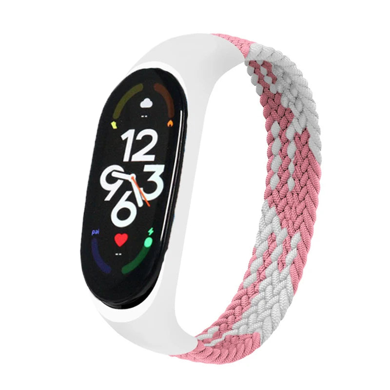 Correa trenzada para reloj xiaomi Mi band 7, correa elástica de nailon para pulsera inteligente Mi band 6, 7, 8, 6, 5, 4 y 3