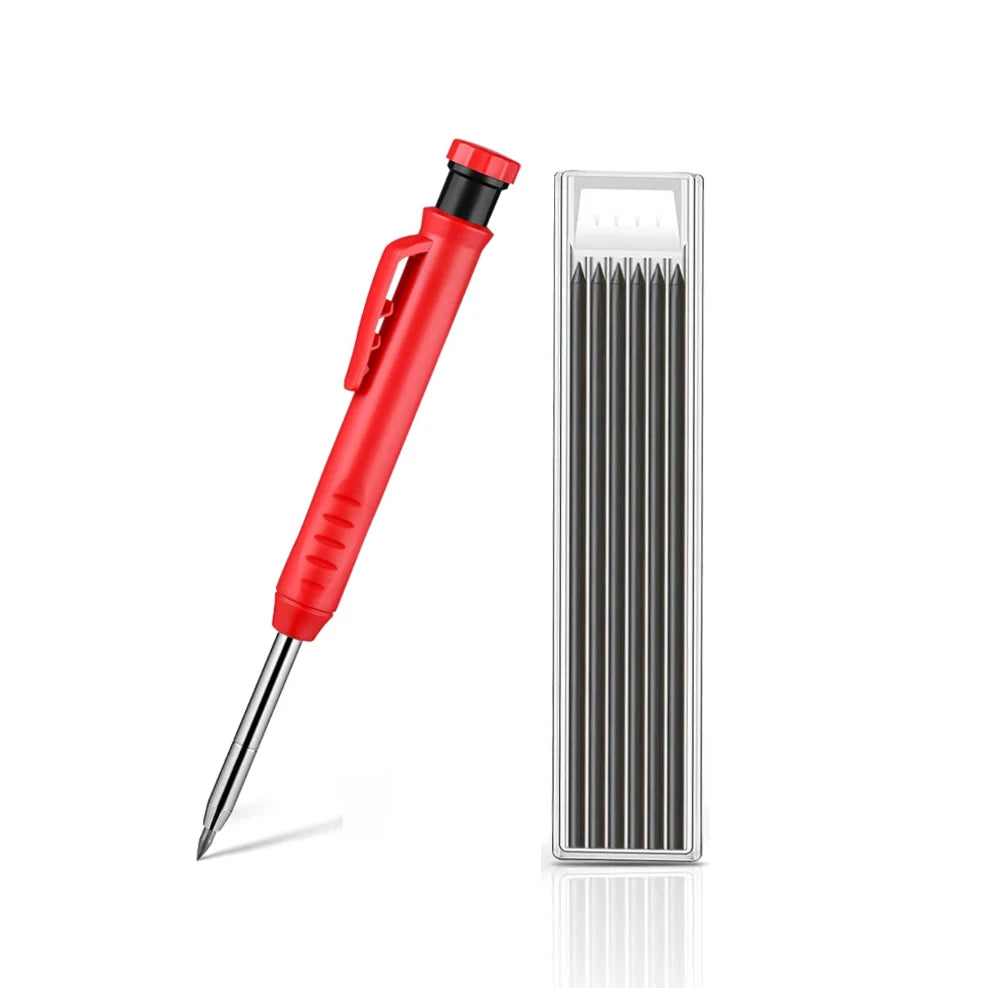 Solid Carpenter Pencil Set Hole Mechanical Pencil Refill Construction Marker Marking Tool for Carpenter Scriber Woodworking Arch