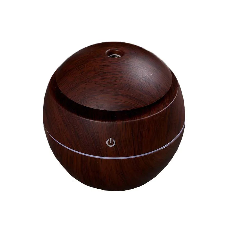 Mini USB Touch Operation Ultrasonic Humidifier Essential Oil Diffuser Cute Wood Grain Design for Home, Office, Desk