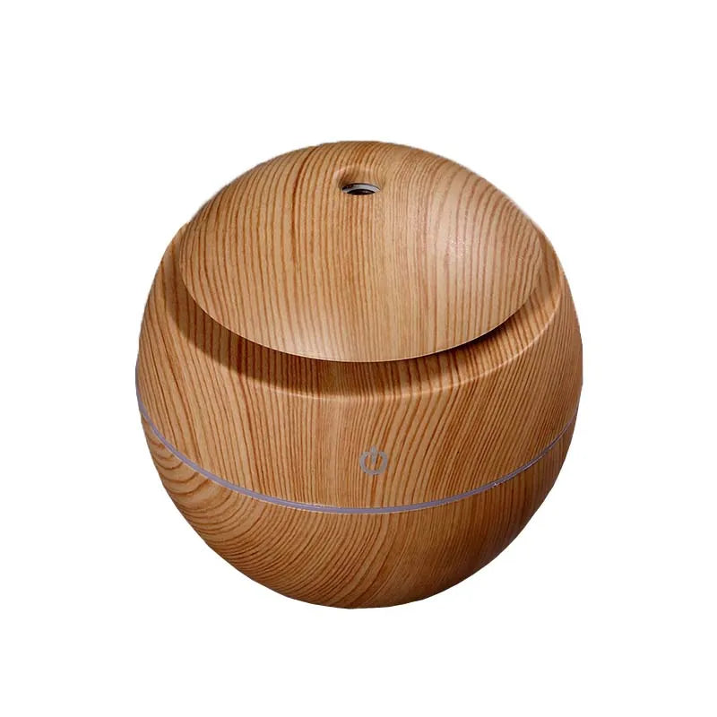 Mini USB Touch Operation Ultrasonic Humidifier Essential Oil Diffuser Cute Wood Grain Design for Home, Office, Desk