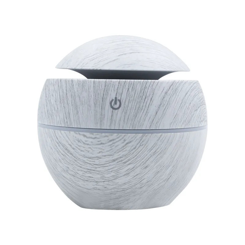 Mini USB Touch Operation Ultrasonic Humidifier Essential Oil Diffuser Cute Wood Grain Design for Home, Office, Desk