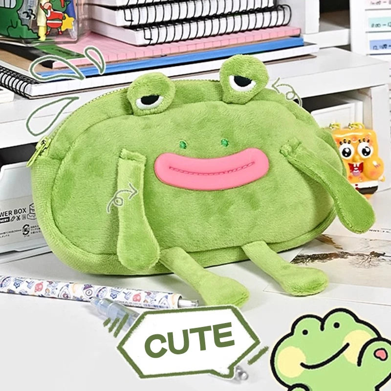 Caja de lápiz de nicho extraña Caja de lápiz de peluche lindo animal Capibala de cartón de rana estudiante Caja de lápiz de escritorio de escritorio de la casa de almacenamiento
