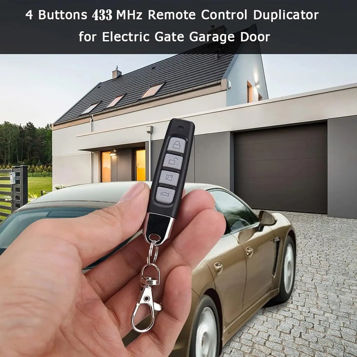 Mando a distancia Universal para puerta de 433MHz, 4 teclas, copia de garaje, clonación de Control remoto, mando a distancia para puerta eléctrica, llave duplicadora