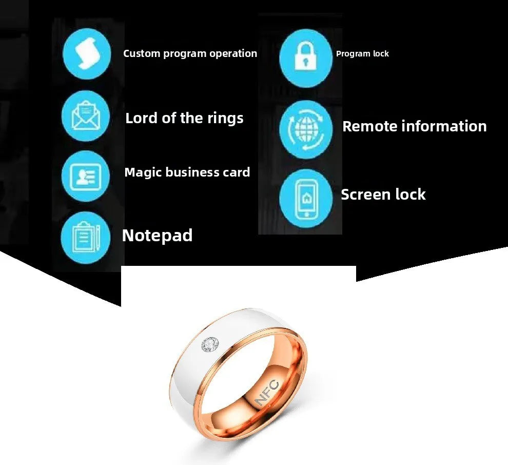 Nuevo anillo NFC transfronterizo, tarjeta de acceso inteligente móvil moderna y personalizada, tarjeta de autobús, tarjeta de metro, anillo de acero de titanio