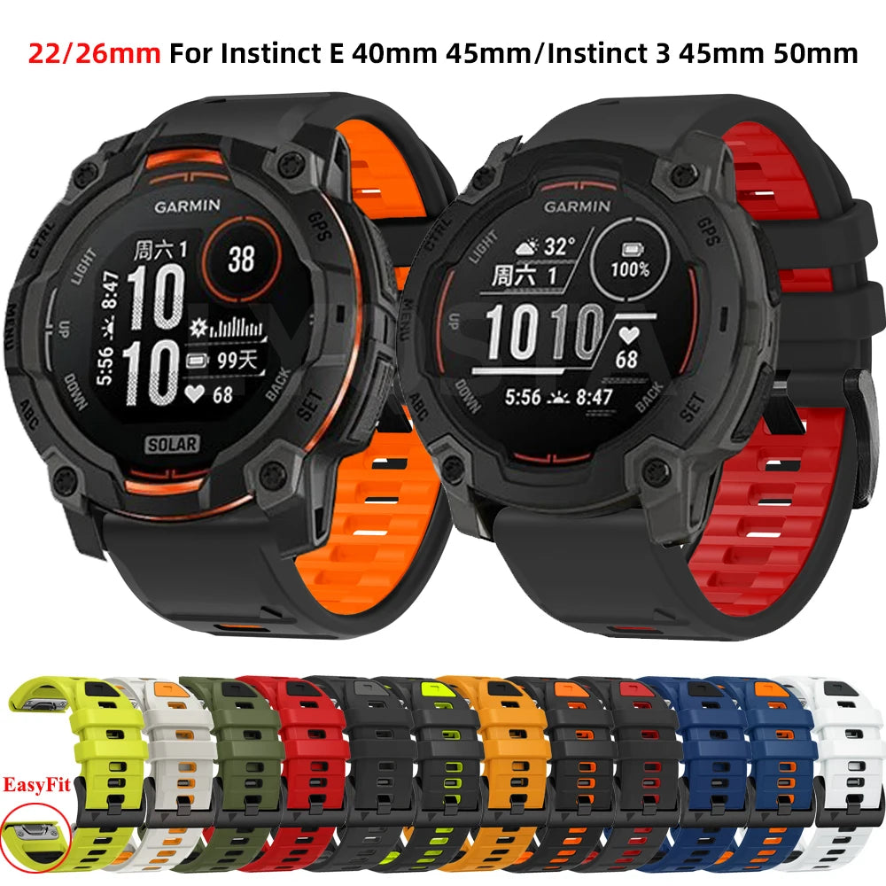 Correa de silicona para reloj Garmin Instinct 3, 45mm, 50mm, Instinct E 45mm Fenix 8, 47mm, 51mm, QuickFit, 22mm