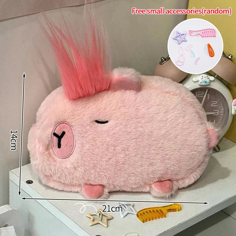 Caja de lápiz de nicho extraña Caja de lápiz de peluche lindo animal Capibala de cartón de rana estudiante Caja de lápiz de escritorio de escritorio de la casa de almacenamiento