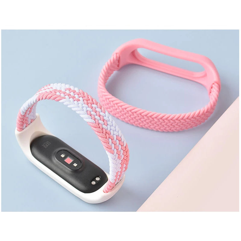Correa trenzada para reloj xiaomi Mi band 7, correa elástica de nailon para pulsera inteligente Mi band 6, 7, 8, 6, 5, 4 y 3