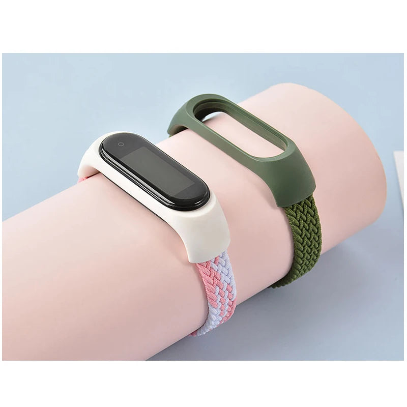 Correa trenzada para reloj xiaomi Mi band 7, correa elástica de nailon para pulsera inteligente Mi band 6, 7, 8, 6, 5, 4 y 3
