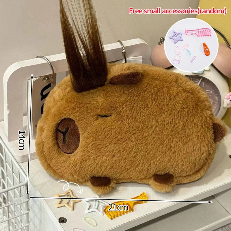 Caja de lápiz de nicho extraña Caja de lápiz de peluche lindo animal Capibala de cartón de rana estudiante Caja de lápiz de escritorio de escritorio de la casa de almacenamiento