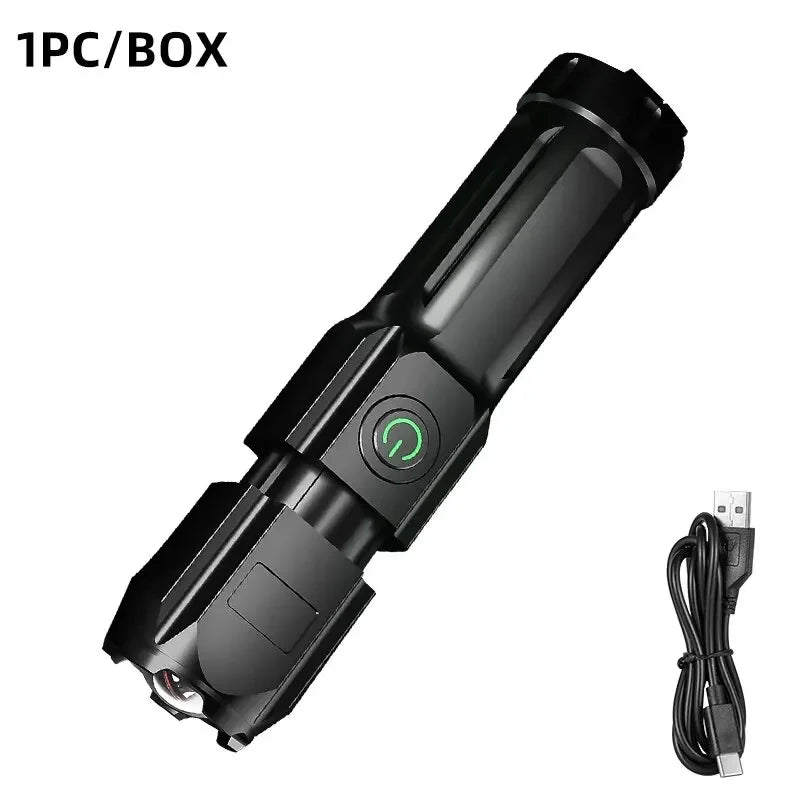 Potente linterna LED recargable USB 18650 impermeable Zoom pesca caza Camping 100,000 lúmenes linterna táctica LED FL
