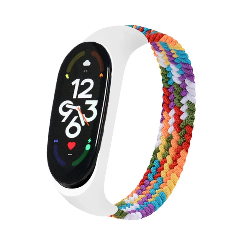 Correa trenzada para reloj xiaomi Mi band 7, correa elástica de nailon para pulsera inteligente Mi band 6, 7, 8, 6, 5, 4 y 3