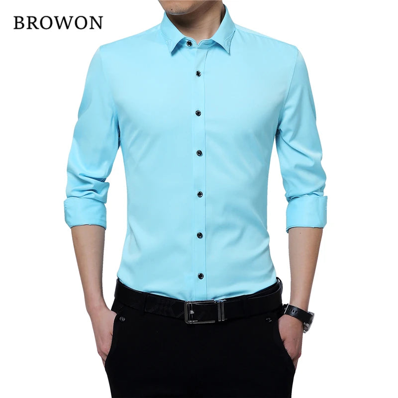 Camisa Formal Clásica BROWON para Hombre Elegante