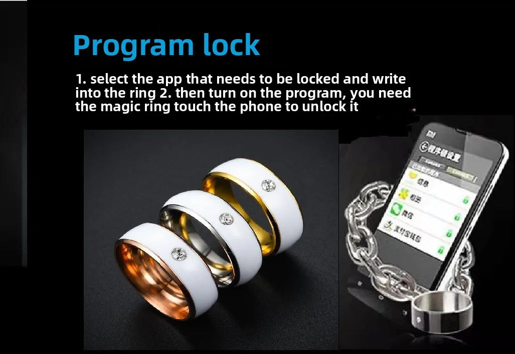 Nuevo anillo NFC transfronterizo, tarjeta de acceso inteligente móvil moderna y personalizada, tarjeta de autobús, tarjeta de metro, anillo de acero de titanio