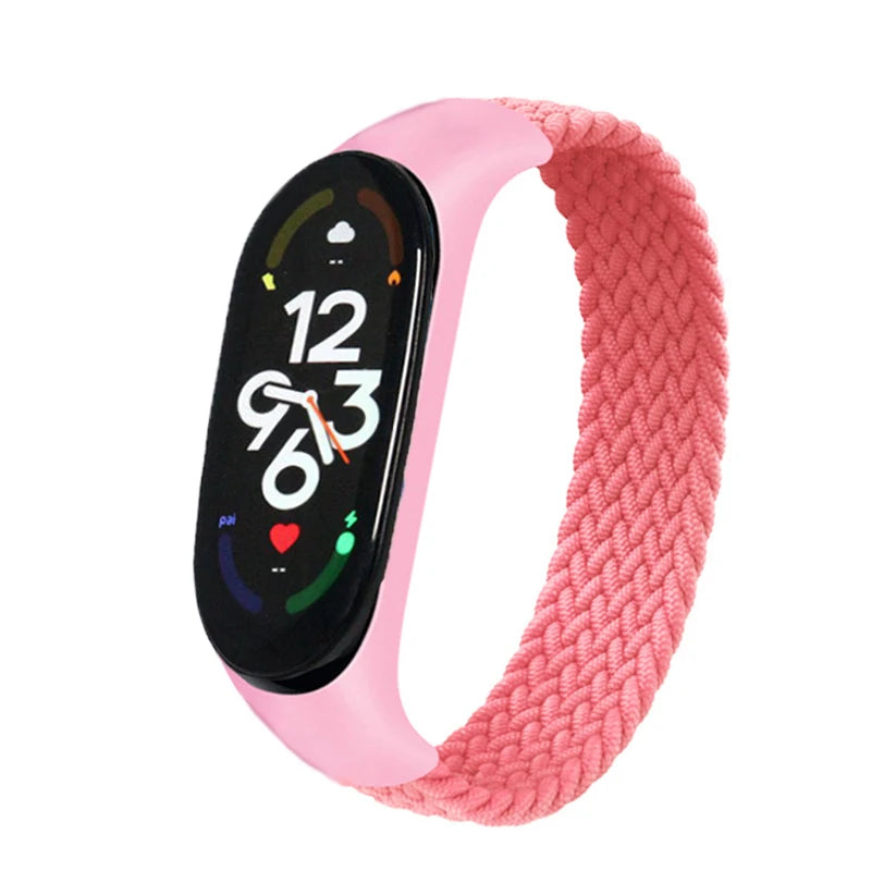 Correa trenzada para reloj xiaomi Mi band 7, correa elástica de nailon para pulsera inteligente Mi band 6, 7, 8, 6, 5, 4 y 3