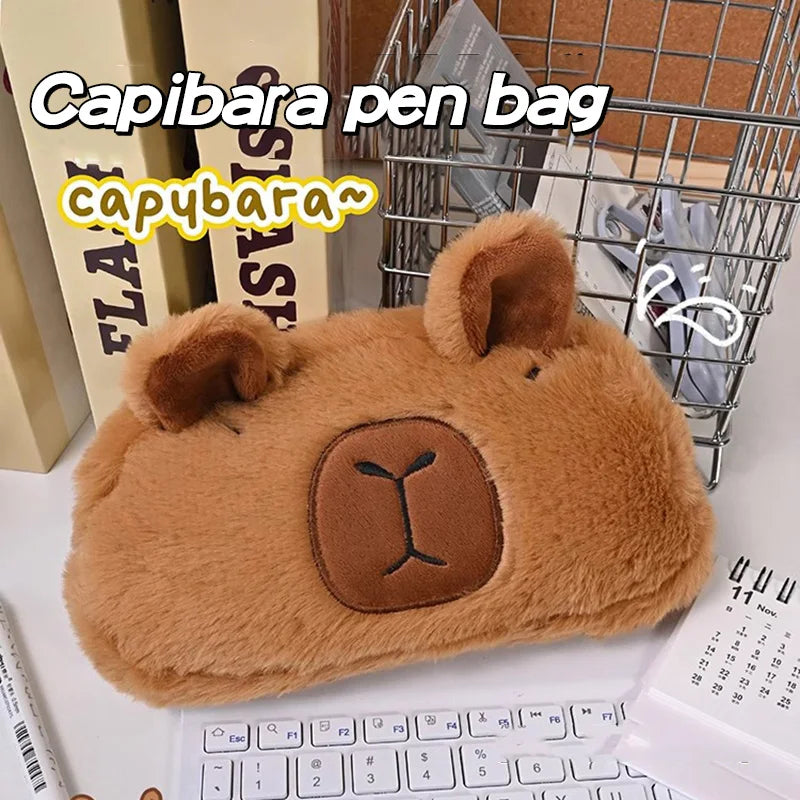 Caja de lápiz de nicho extraña Caja de lápiz de peluche lindo animal Capibala de cartón de rana estudiante Caja de lápiz de escritorio de escritorio de la casa de almacenamiento