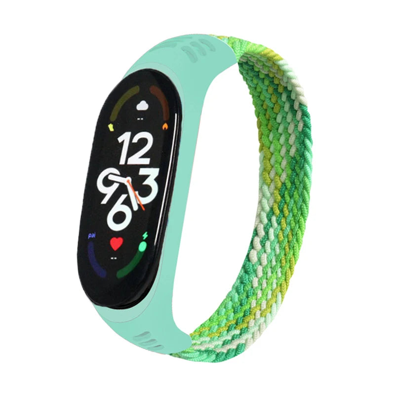 Correa trenzada para reloj xiaomi Mi band 7, correa elástica de nailon para pulsera inteligente Mi band 6, 7, 8, 6, 5, 4 y 3