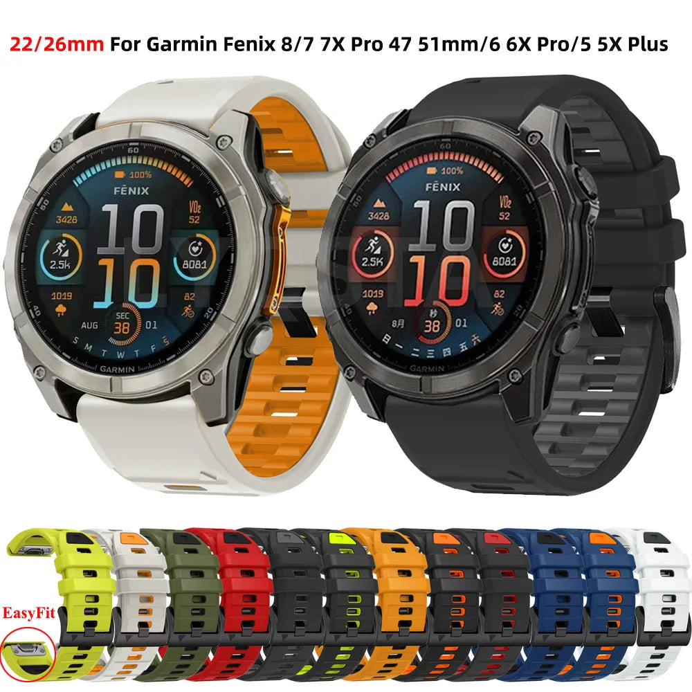 Correa de silicona para reloj Garmin Instinct 3, 45mm, 50mm, Instinct E 45mm Fenix 8, 47mm, 51mm, QuickFit, 22mm