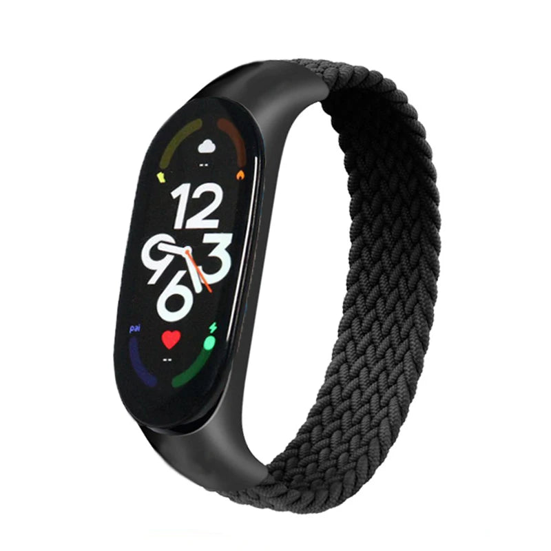 Correa trenzada para reloj xiaomi Mi band 7, correa elástica de nailon para pulsera inteligente Mi band 6, 7, 8, 6, 5, 4 y 3