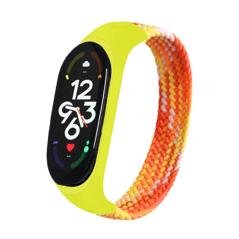 Correa trenzada para reloj xiaomi Mi band 7, correa elástica de nailon para pulsera inteligente Mi band 6, 7, 8, 6, 5, 4 y 3