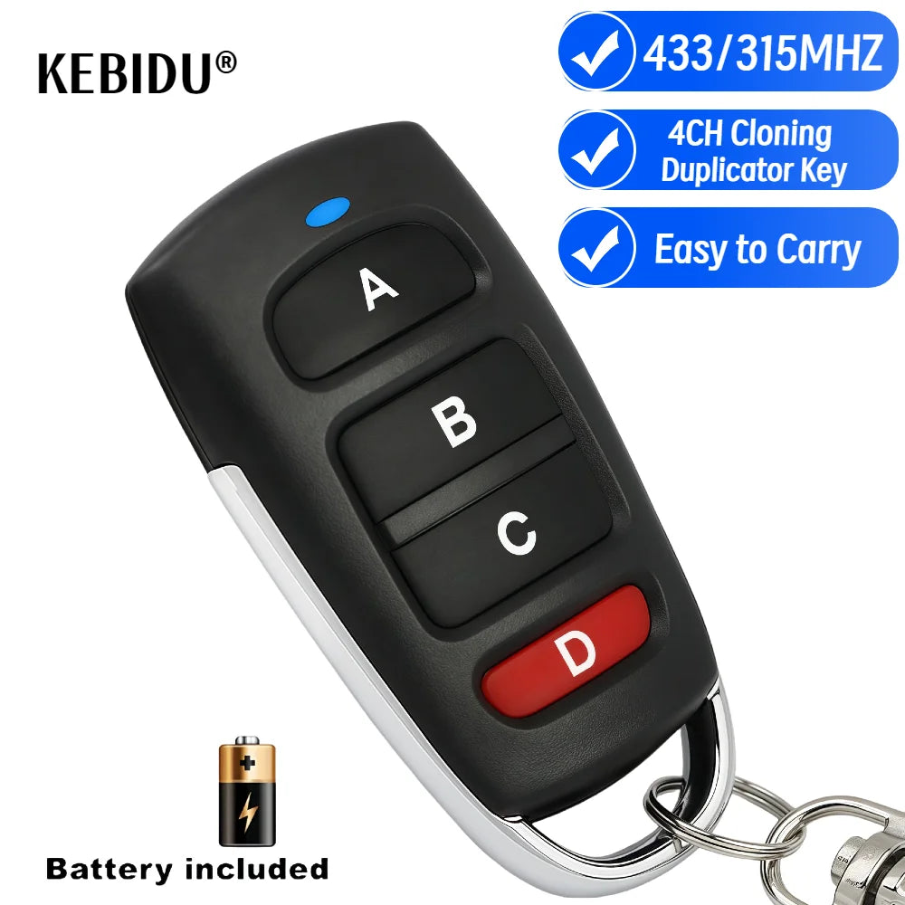 Copia de Control remoto de 433Mhz, 4 canales, 315MHz, función clonada, transmisor RF, duplicador de clonación automática, reemplazo de llave para puerta de garaje