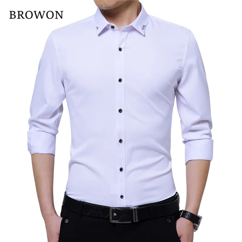 Camisa Formal Clásica BROWON para Hombre Elegante