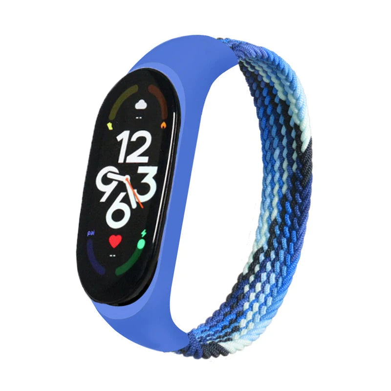 Correa trenzada para reloj xiaomi Mi band 7, correa elástica de nailon para pulsera inteligente Mi band 6, 7, 8, 6, 5, 4 y 3