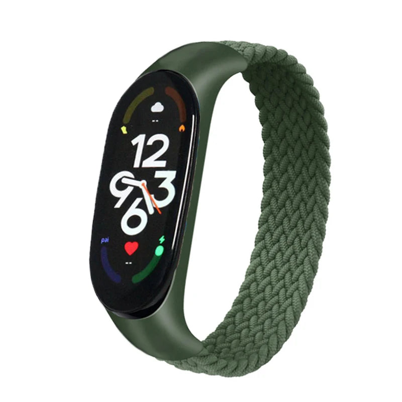 Correa trenzada para reloj xiaomi Mi band 7, correa elástica de nailon para pulsera inteligente Mi band 6, 7, 8, 6, 5, 4 y 3