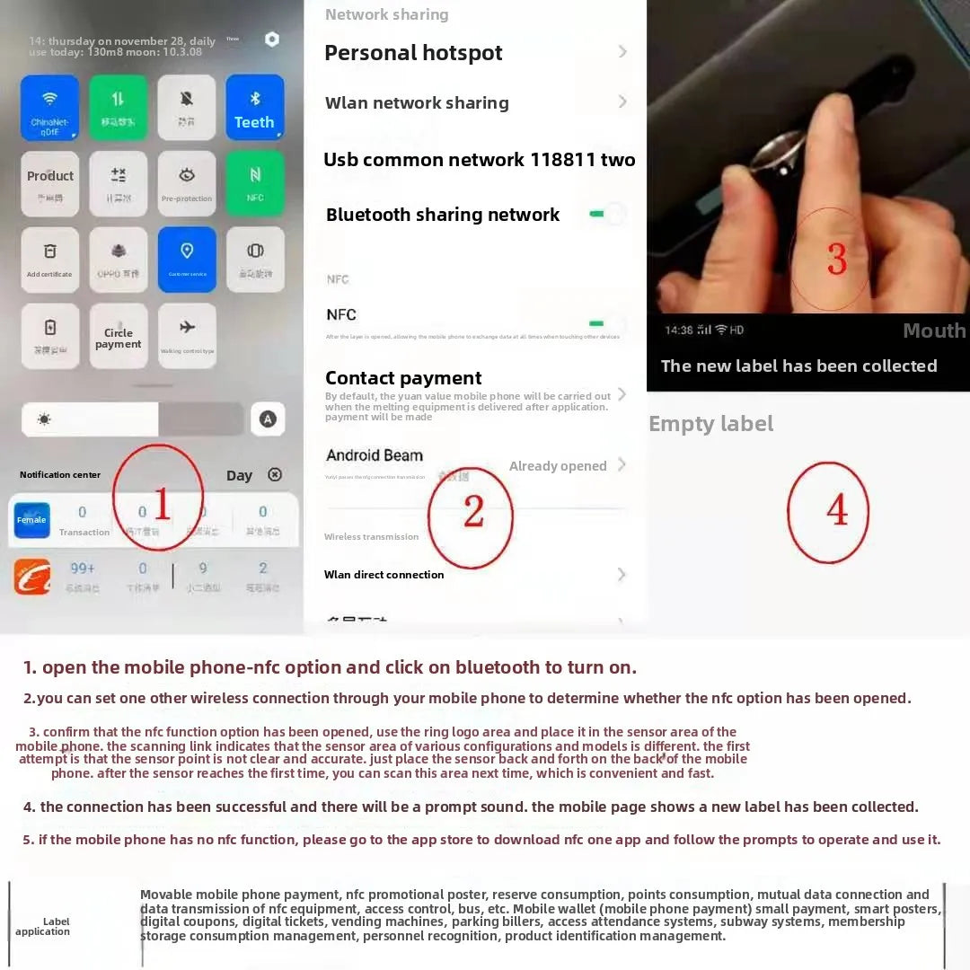 Nuevo anillo NFC transfronterizo, tarjeta de acceso inteligente móvil moderna y personalizada, tarjeta de autobús, tarjeta de metro, anillo de acero de titanio