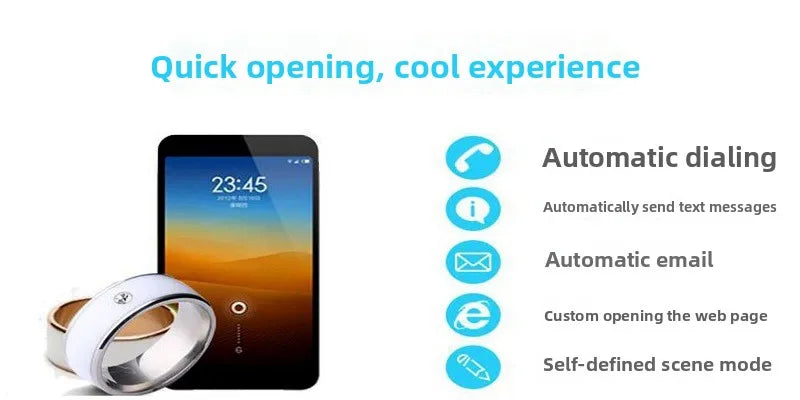 Nuevo anillo NFC transfronterizo, tarjeta de acceso inteligente móvil moderna y personalizada, tarjeta de autobús, tarjeta de metro, anillo de acero de titanio
