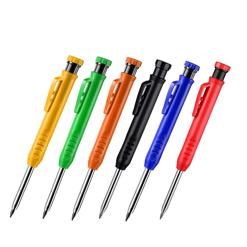 Solid Carpenter Pencil Set Hole Mechanical Pencil Refill Construction Marker Marking Tool for Carpenter Scriber Woodworking Arch