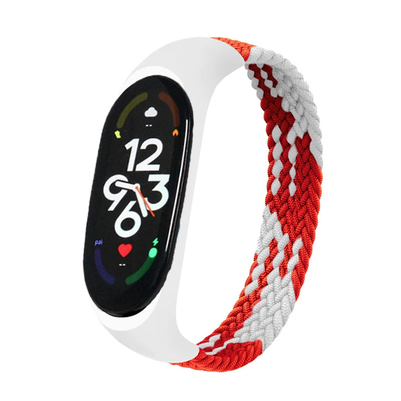 Correa trenzada para reloj xiaomi Mi band 7, correa elástica de nailon para pulsera inteligente Mi band 6, 7, 8, 6, 5, 4 y 3