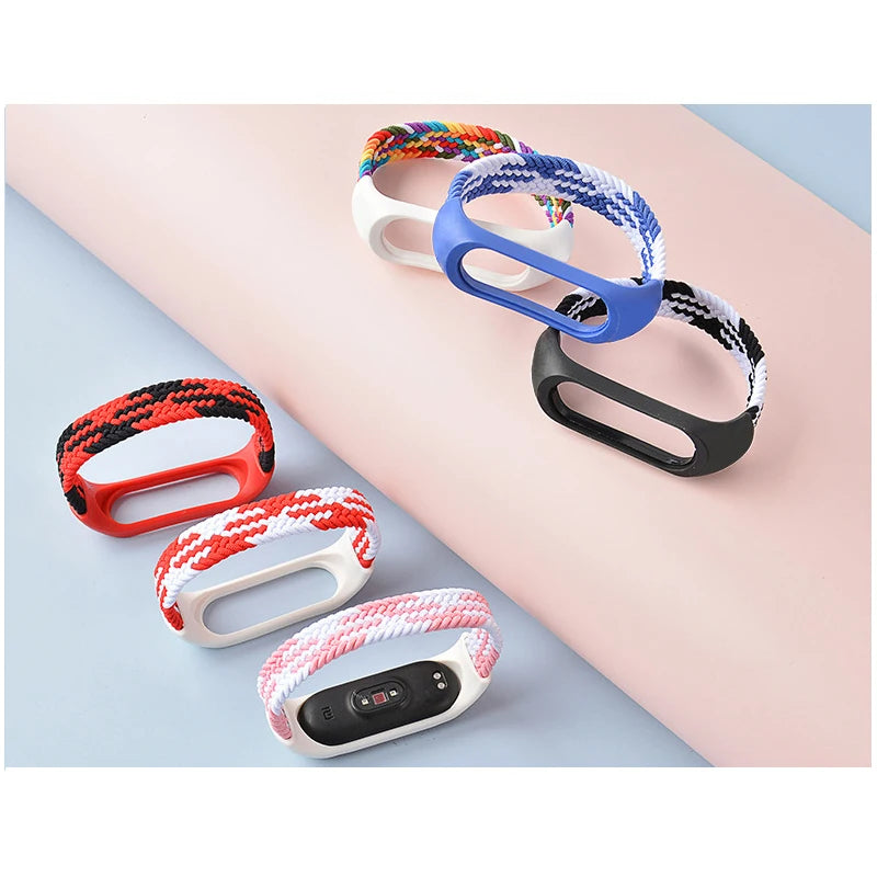 Correa trenzada para reloj xiaomi Mi band 7, correa elástica de nailon para pulsera inteligente Mi band 6, 7, 8, 6, 5, 4 y 3